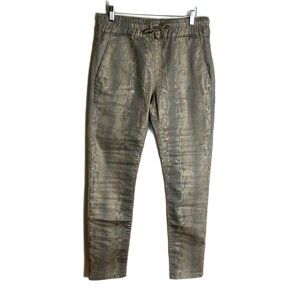 Bevy flog ladies snakeprint drawstring elastic waist vegan leather pants size 30 - Picture 2 of 13